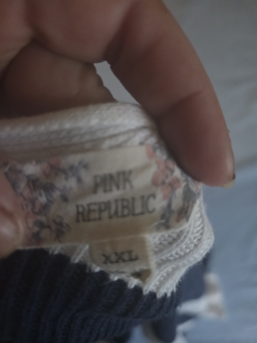 Pink Republic Navy and Cream Women's Sweater